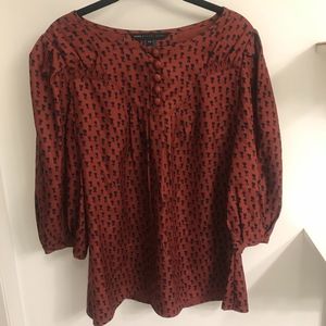 Marc Jacobs Maroon Silk Tulip Blouse